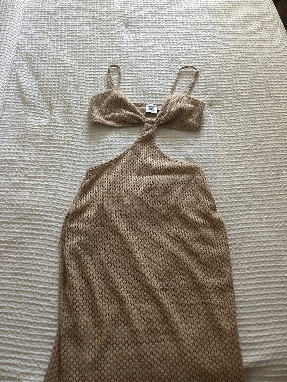 Princess Polly Tan Knit Backless Maxi Dress